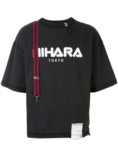 Shop Miharayasuhiro Brace Detail Logo Print T-shirt In Black