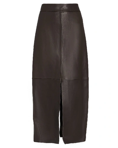 Shop A.l.c Moss Vegan Leather Skirt In Brown