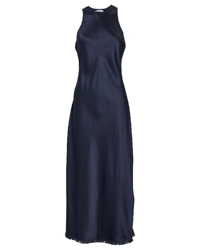 Shop Frame Silk Racerback Maxi Dress In Navy