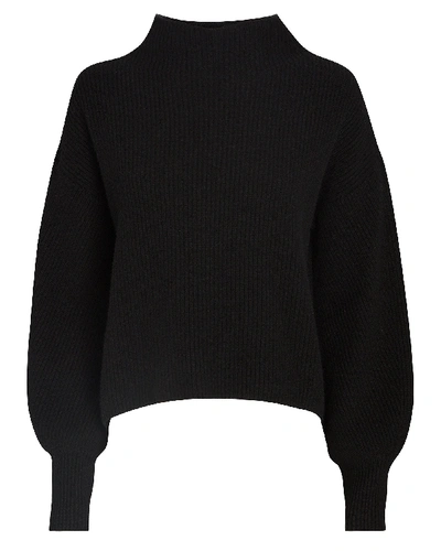 Shop A.l.c Helena Funnel Neck Rib Knit Sweater In Black
