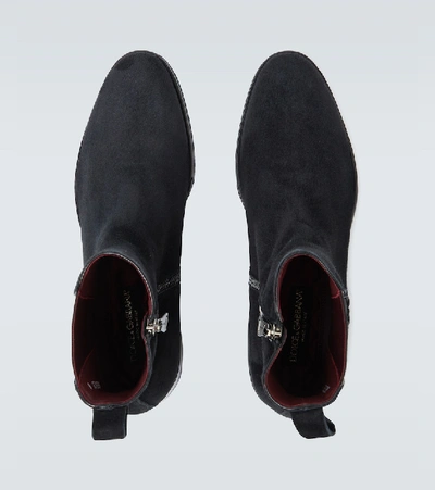 Shop Dolce & Gabbana Beatles Suede Ankle Boots In Black