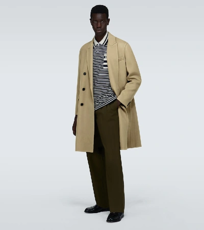 Shop Loewe Double-breasted Wool-blend Coat In Beige