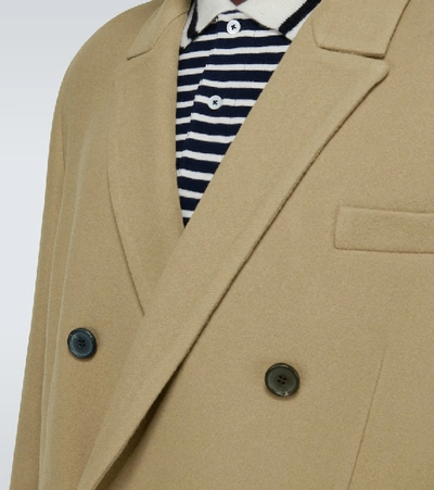 Shop Loewe Double-breasted Wool-blend Coat In Beige