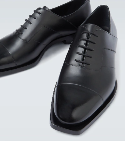 Shop Fendi Ff Baguette Leather Oxford Shoes In Black