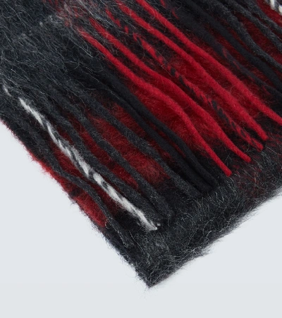 Shop Saint Laurent Fringed Wool-blend Scarf In Red
