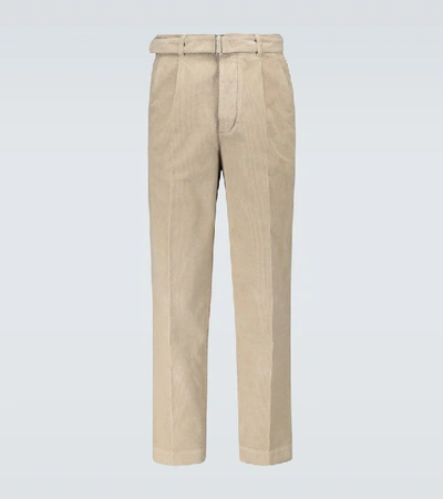 Shop Officine Generale Luigi Pleated Corduroy Pants In Beige