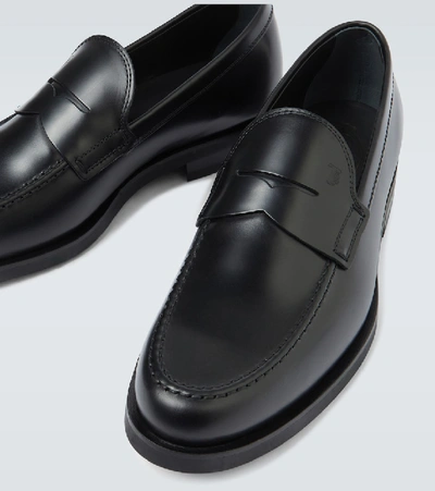 Shop Tod's Leather Penny Loafers In Black