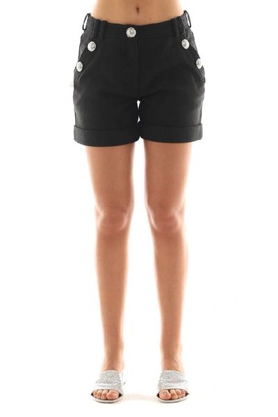 Shop Balmain Women's Black Cotton Shorts
