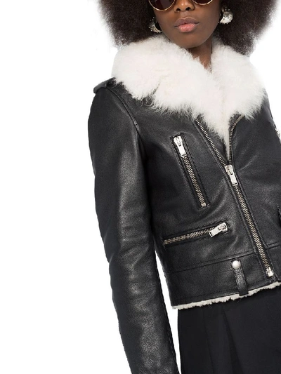 Shop Saint Laurent Women's Black Leather Outerwear Jacket