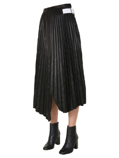 Shop Helmut Lang Women's Black Leather Skirt