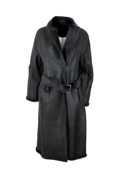 Shop Brunello Cucinelli Women's Grey Leather Coat
