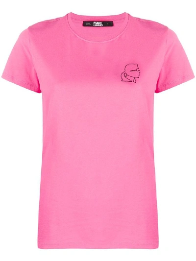 Shop Karl Lagerfeld Women's Pink Cotton T-shirt