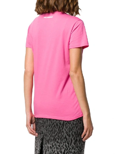 Shop Karl Lagerfeld Women's Pink Cotton T-shirt