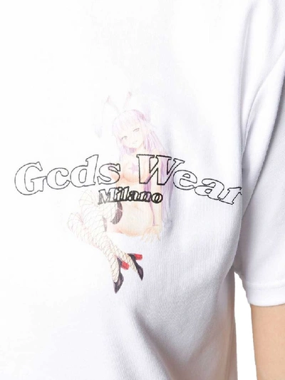 Shop Gcds Women's White Cotton T-shirt