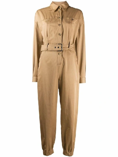 Shop Pinko Women's Brown Cotton Jumpsuit