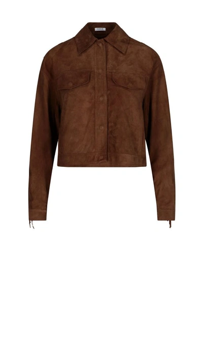 Shop P.a.r.o.s.h . Women's Beige Leather Outerwear Jacket