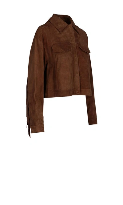 Shop P.a.r.o.s.h . Women's Beige Leather Outerwear Jacket