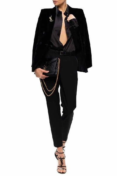 Shop Saint Laurent Women's Black Viscose Blazer