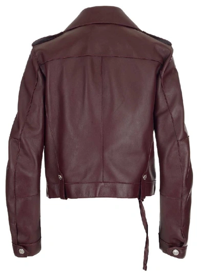 Shop Dsquared2 Women's Burgundy Leather Outerwear Jacket