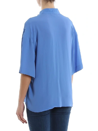Shop Fay Women's Blue Silk Blouse