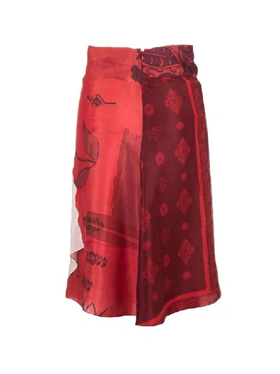 Shop Marine Serre Women's Red Silk Skirt