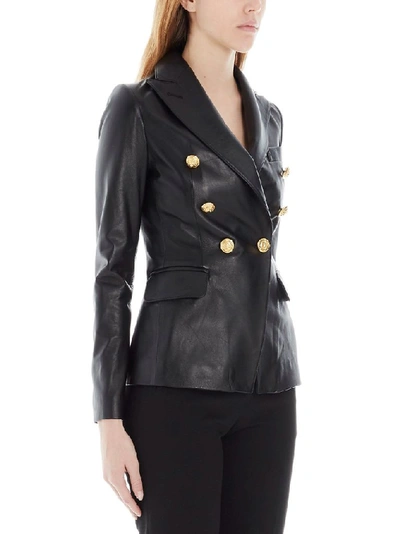 Shop Tagliatore Women's Black Leather Blazer