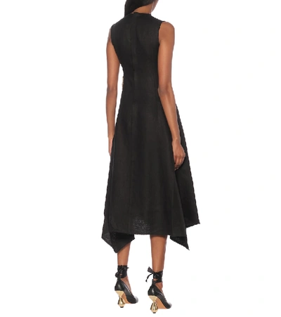 Shop Jw Anderson Embellished Linen Dress In Black