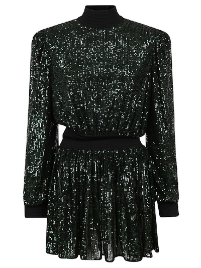 Shop Balmain Women's Green Polyester Dress