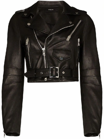 Shop Amiri Women's Black Leather Outerwear Jacket