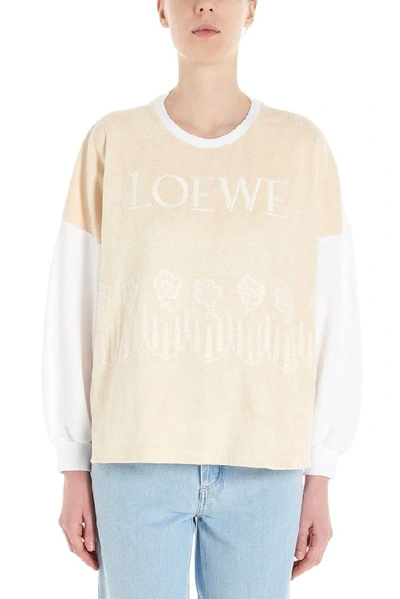 Shop Loewe Women's Beige Cotton Sweatshirt