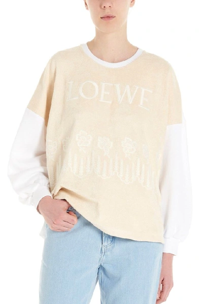 Shop Loewe Women's Beige Cotton Sweatshirt