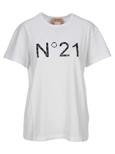Shop N°21 Women's White Cotton T-shirt
