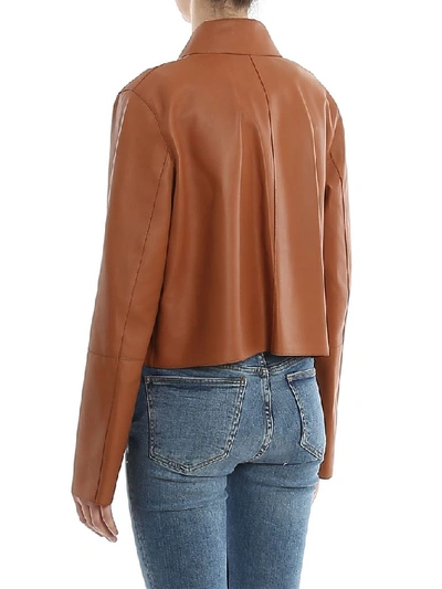 Shop Loewe Women's Brown Leather Outerwear Jacket