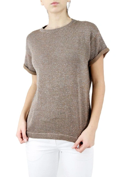 Shop Brunello Cucinelli Women's Brown Cotton T-shirt