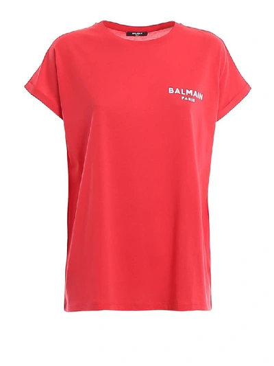 Shop Balmain Women's Red Cotton T-shirt