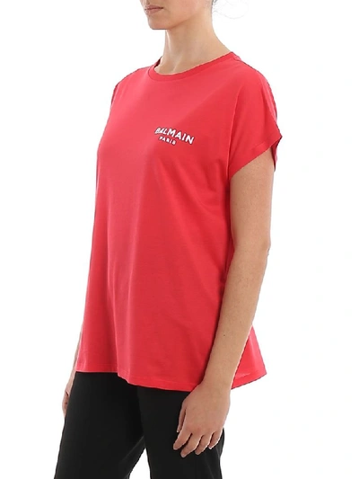 Shop Balmain Women's Red Cotton T-shirt