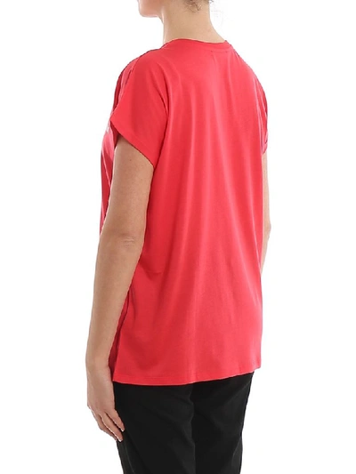 Shop Balmain Women's Red Cotton T-shirt