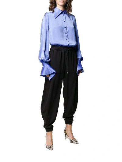 Shop Mugler Women's Light Blue Polyester Bodysuit
