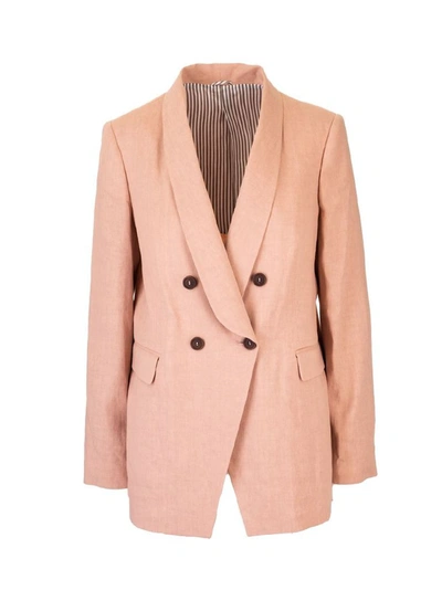 Shop Brunello Cucinelli Women's Pink Linen Blazer