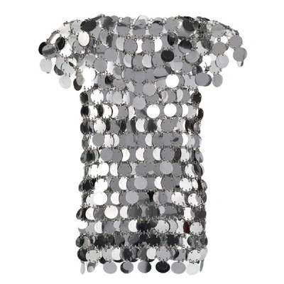 Shop Paco Rabanne Women's Silver Metallic Fibers T-shirt