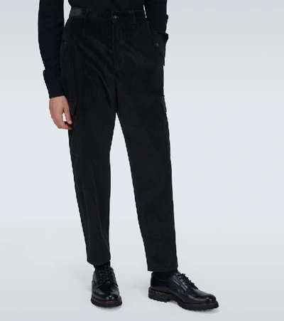 Shop Dolce & Gabbana Corduroy Cargo Pants In Black