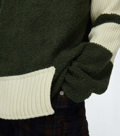 Shop Sacai V-neck Wool-blend Sweater In Green