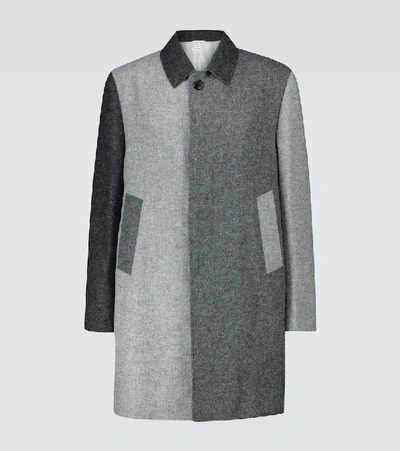 Shop Thom Browne Fun-mix In Shetland Bal Coat In Grey