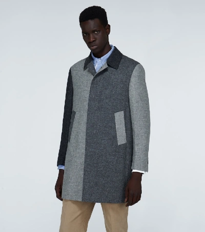 Shop Thom Browne Fun-mix In Shetland Bal Coat In Grey