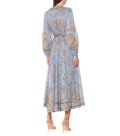 Shop Zimmermann Fiesta Cotton Wrap Dress In Blue