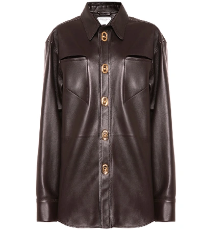 Shop Bottega Veneta Leather Shirt In Brown