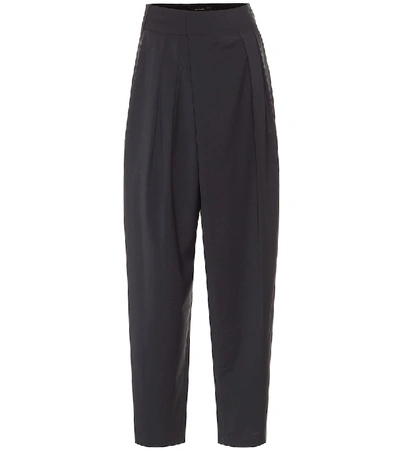 Shop Low Classic High-rise Wool-blend Carrot Pants In Blue