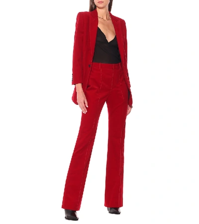 Shop Saint Laurent High-rise Corduroy Flared Pants In Red