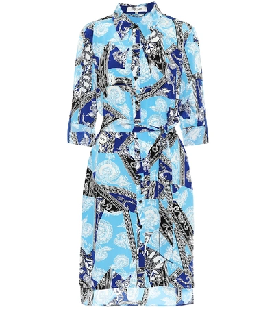 Shop Diane Von Furstenberg Prita Crêpe De Chine Shirt Dress In Blue