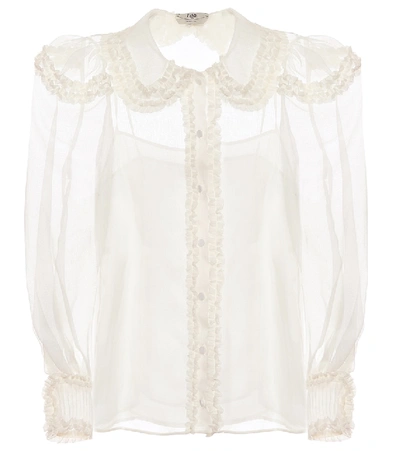 Shop Fendi Sheer Silk Blouse In White